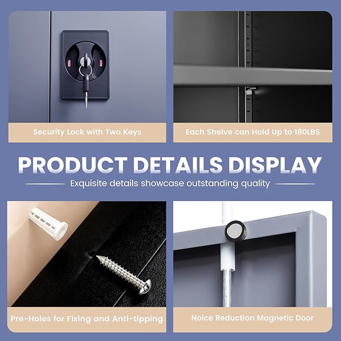 Metal Storage Cabinet, Locking File Cabinet - Image 6