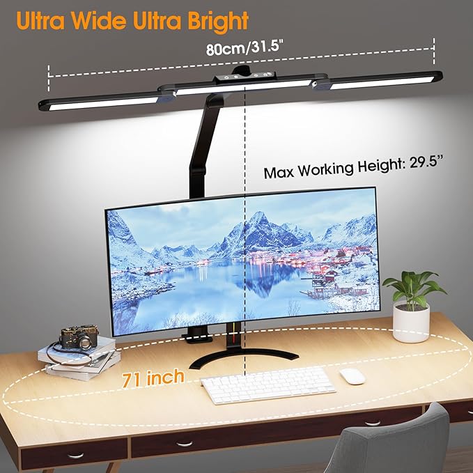 ShineTech LED Desk Lamp for Home Office, 25 Lighting Modes Swing Arm LED Lamp - Image 8