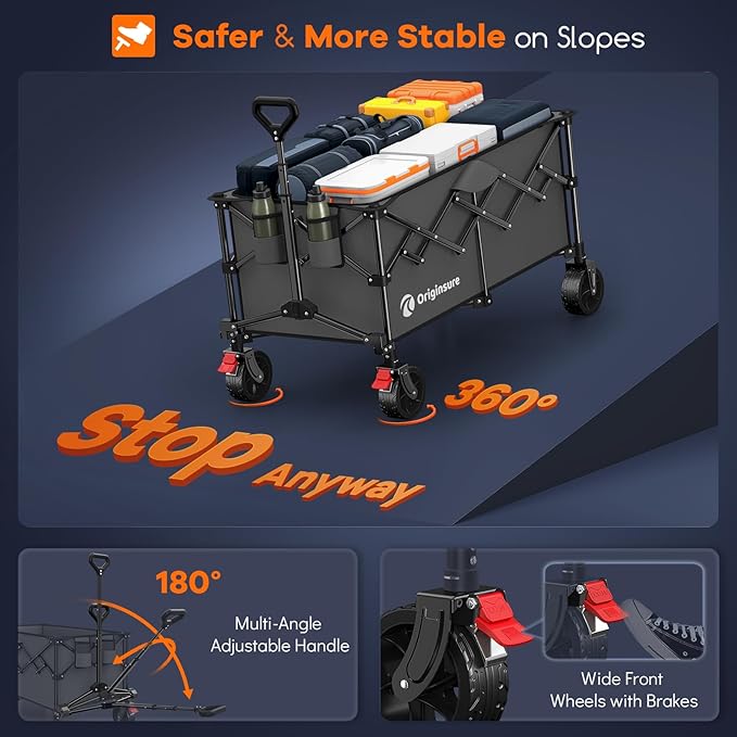 220L Collapsible Wagon Cart Foldable, Utility Carts - Image 9