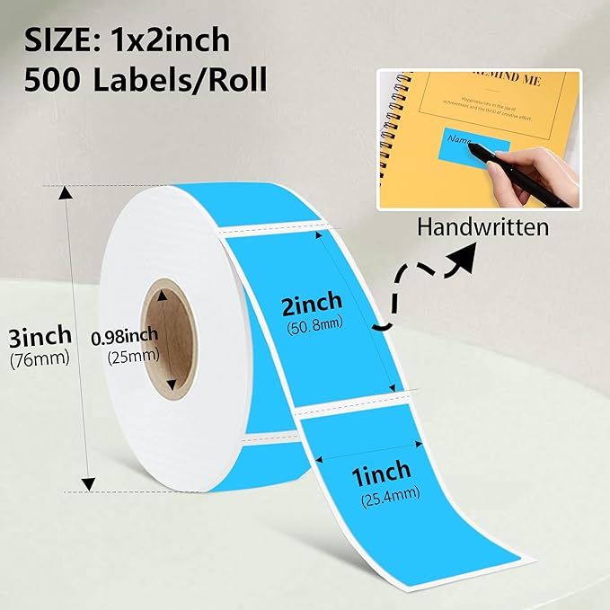 1X2 inch Label Stickers Roll for Thermal Printer 500PCS Colored Removable - Image 3