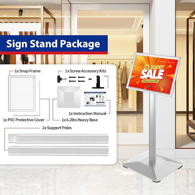 Pedestal Sign holder Stand 8.5x11inch Adjustable Standing Floor Sign Stand - Image 7