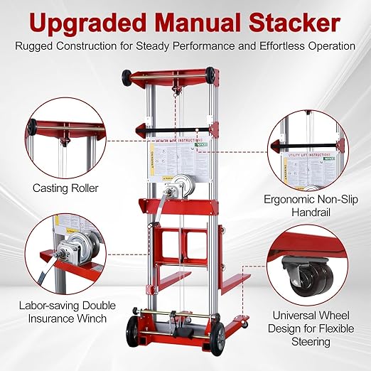 122" 400lbs Material Lift Winch Stacker - Image 4