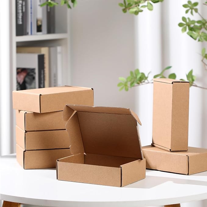 Qilery 100 Pcs Shipping Boxes Cardboard Gift Corrugated Cardboard Brown Boxes - Image 5
