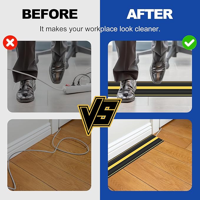 10Ft Cord Covers for Wires on Floor, 3-Channel Heavy Duty Floor Cord Cover - Image 5