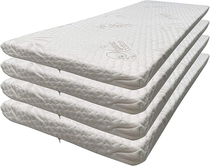 Foamma 1” x 30” x 72” High Density Foam Bunk Mattress, Organic Cotton Cover by Foamma