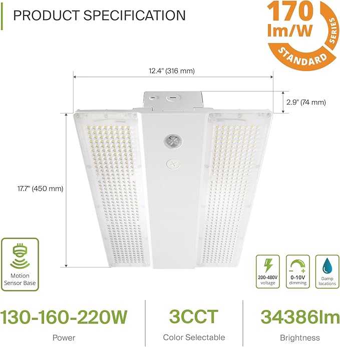 ASD LED Linear High Bay Light Fixture, Commercial Shop Lighting | 3CCT - Image 2