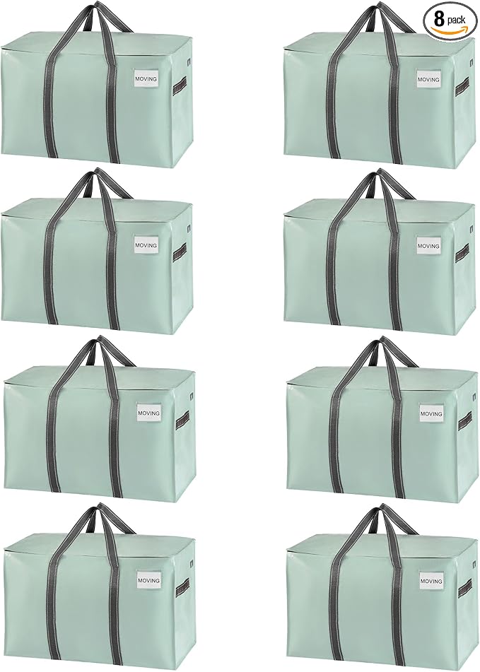 VENO 8 Pack Moving Bags and Large Christmas Storage Bins by Veno