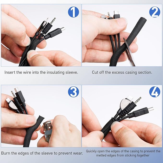 Cable Management Sleeve Automotive Split Wire Loom Heat Resistant Cord Cover - Image 7