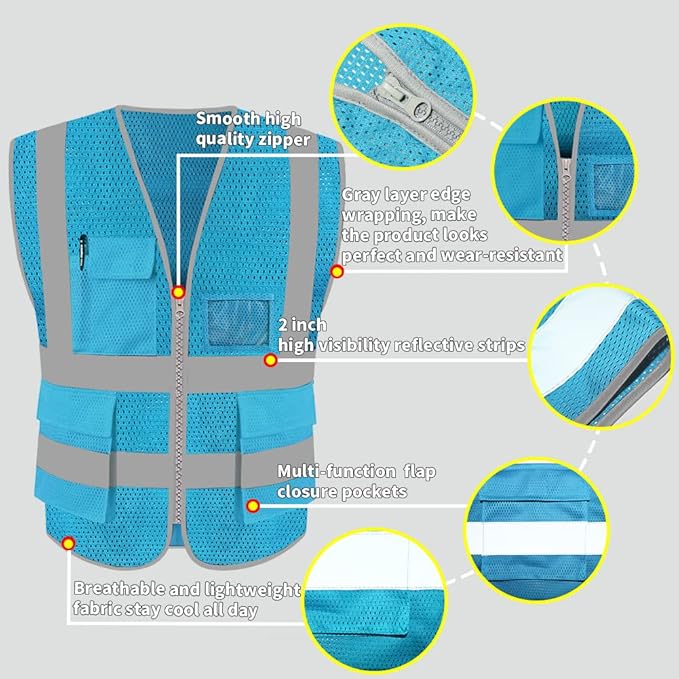 HYCOPROT High Visibility Mesh Safety Reflective Vest - Image 3