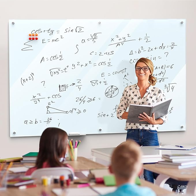 MaxGear Glass Whiteboard 72" x 48" Wall Mounted, Magnetic White Board - Image 8