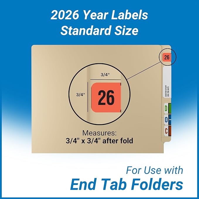 2026 Year Labels, Doctor Stuff 2026 Chart Stickers, Fluorescent Red Color Coded - Image 3