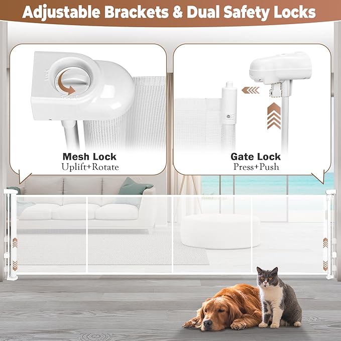 120" Retractable Baby Gate Extra Wide, Mesh Gate Long Child Gate Pet Gate - Image 5