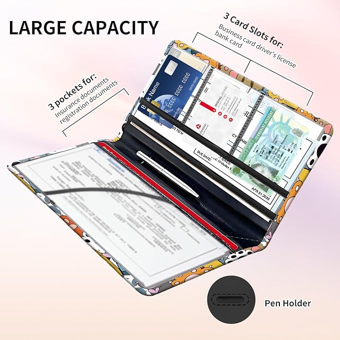 Premium Car Registration and Insurance Card Holder, Cute PU Leather Car - Image 4