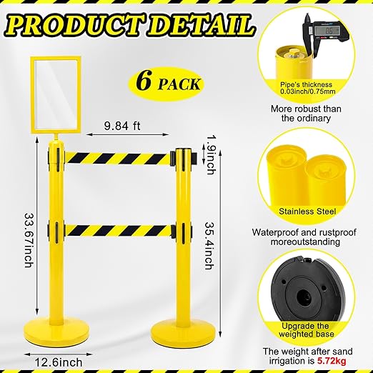 Therwen 6 Pcs Double Retractable Belt Barrier - Image 2