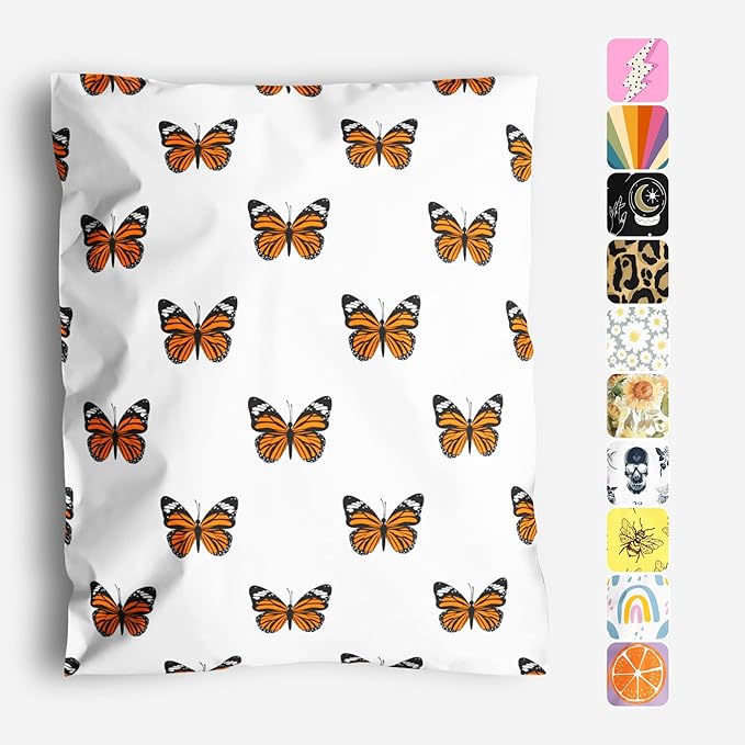 10x13 Poly Mailers – Butterfly Design – Waterproof, Tear-Resistant Shipping Bags by PackageMint