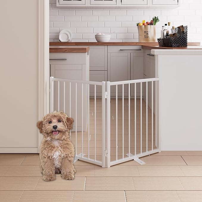 2 Panels Full Metal Freestanding Dog Gates, 40” W x 24” H Folding Pet Gate Fence by Unknown