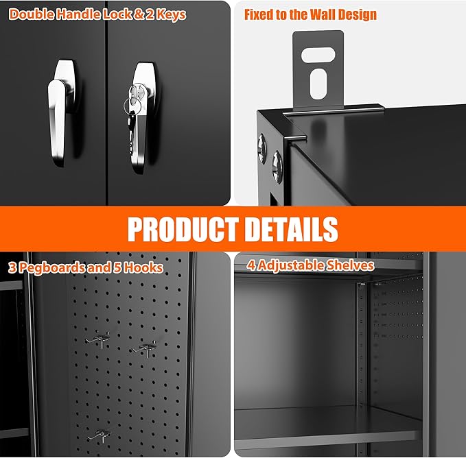Aobabo Extra Large Cabinet on Wheels, Metal Storage Cabinet - Image 5