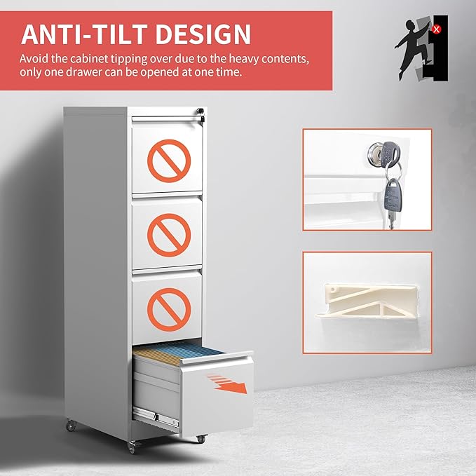 4 Drawer Locking File Cabinet - Image 6
