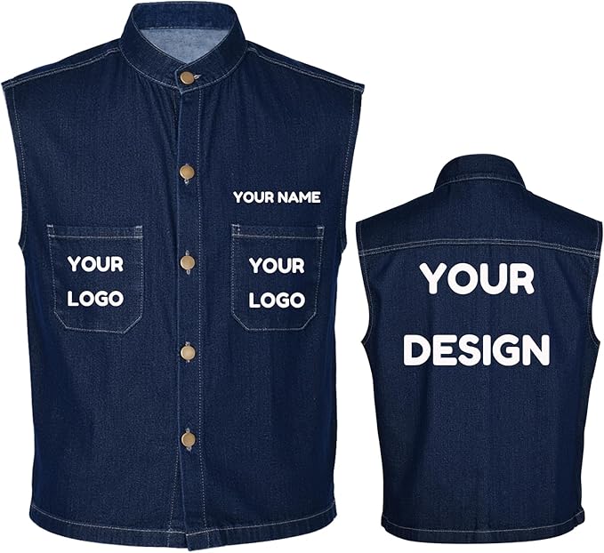 YOWESHOP Men's Reflective Safety Denim Vest，Custom Safety Outdoor Denim Work by YOWESHOP