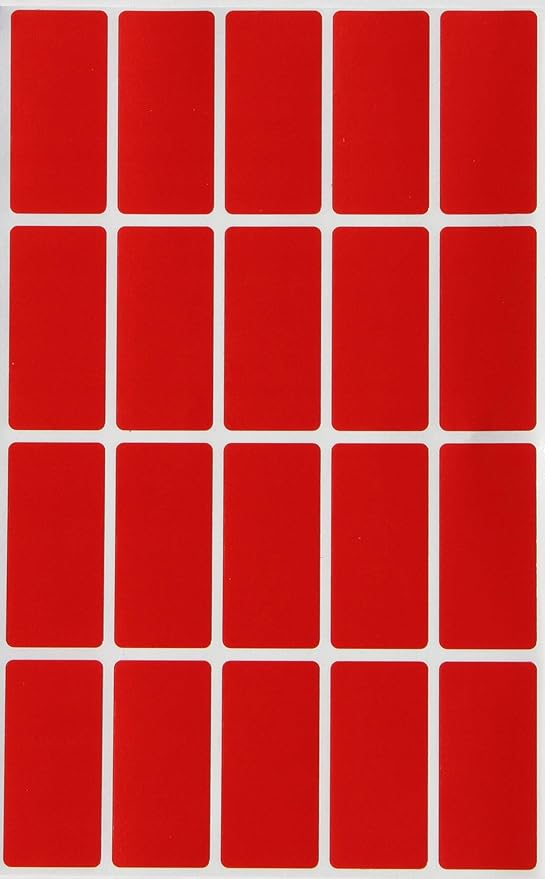 Royal Green RED Rectangular Color Sticker 1.57 inch x 0.75 inch by RoyalGreen