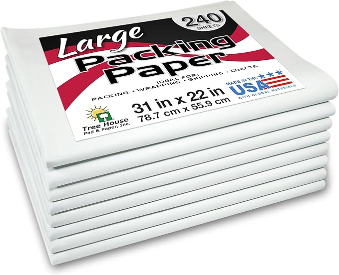 Tree House Packing Paper for Moving – 240 LARGE Newsprint Packing Paper Sheets by TreeHousePadPaperInc