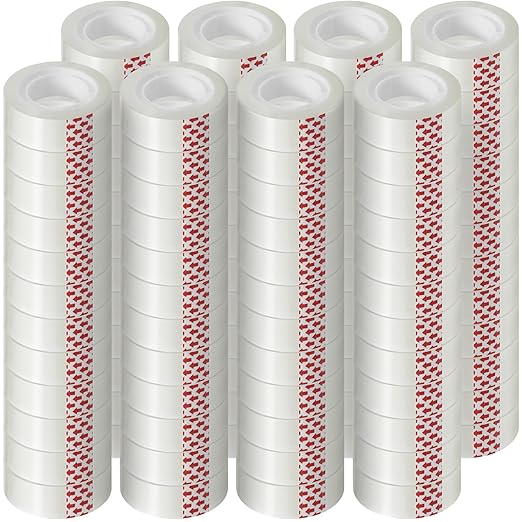 72 Rolls Transparent Tape Refills, 3/4 x 800 Inches, Glossy Gift Wrapping Tapes by Turxayox