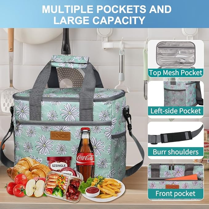 Iknoe Large Cooler Bag Collapsible 24 Can Insulated Bags Leakproof Lunch Cooler - Image 3