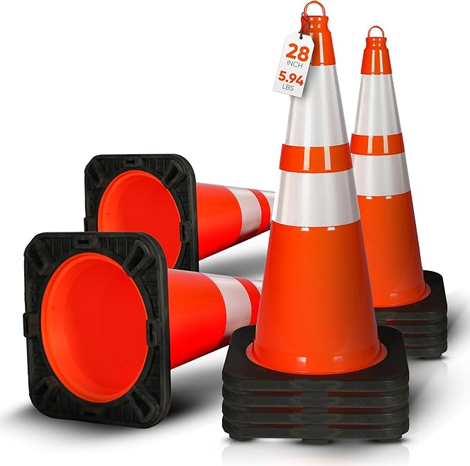 Pyle 28-Inch Safety Traffic Cones, Stackable PVC Construction by PyleUSA