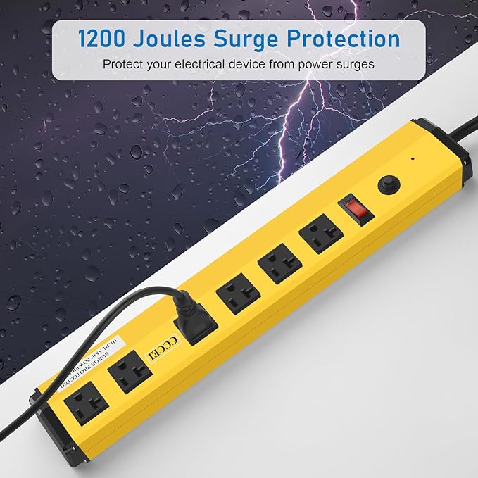 CCCEI Heavy Duty Power Strip Surge Protector 20 Amp, High Amp Industrial Shop - Image 3