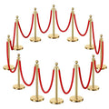 12pcs Sturdy Gold Stanchion Posts and 12pcs High Quality Red Carpet Velvet Ropes by CAMMOO