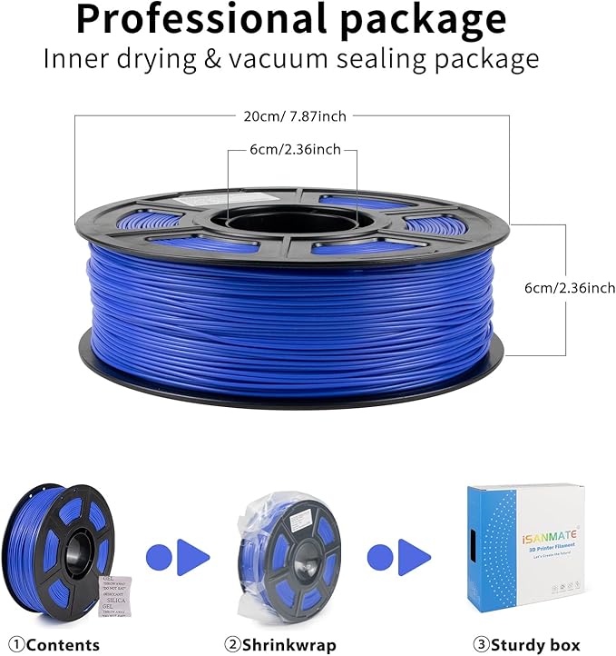 iSANMATE ASA Filament 1.75mm Blue 1KG, UV & Weather Resistant 3D Printer - Image 6