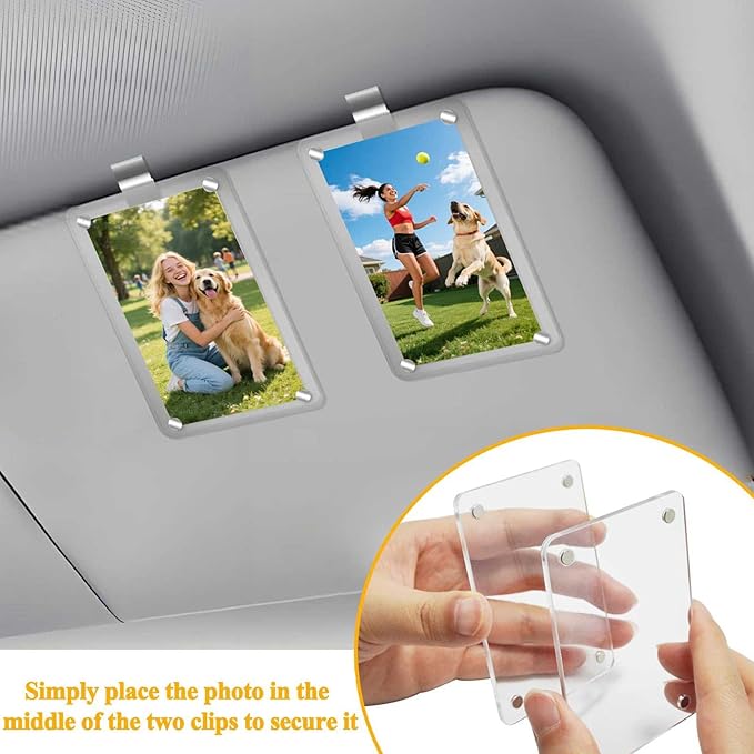 4Pcs Visor clips for cars, Car picture holder.Acrylic car picture frame for car - Image 7