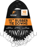 Rubber Bungee Cords with Hooks 10 Pack 15 Inch by XposeSafety