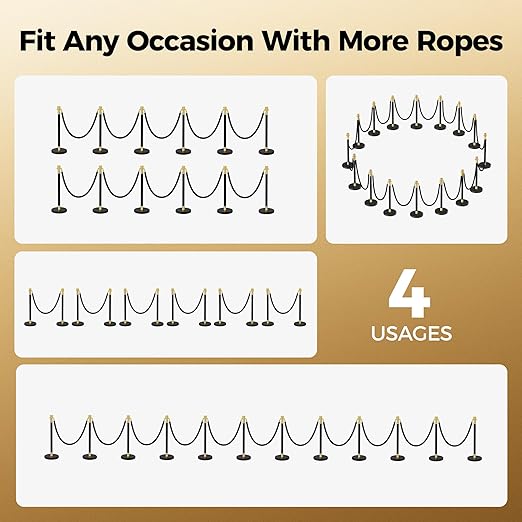 16pcs Sturdy Stanchion Posts, Water/Sand/Concrete Fillable Leakproof Base - Image 3