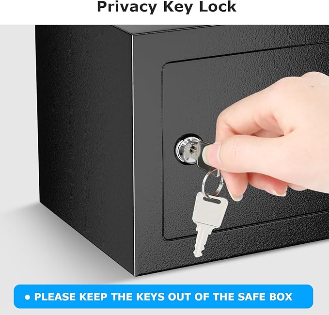 Bonsaii Safe Box with Key Lock, Steel Security Lock Box, 0.23 Cubic Feet - Image 4
