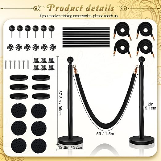 6PCS Black Stanchions Posts - Image 2