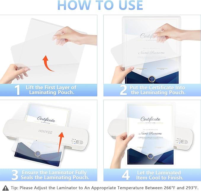 HOUYEE 150 Pack 5 Mil Thermal Laminating Sheets, Hold 8.5 x 11 Inch Sheets - Image 6