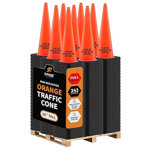 Xpose Safety 36 Inch Orange Traffic Cones Heavy Duty 12lb, Bulk Full Pallet by XposeSafety