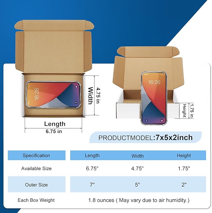 Famagic Small Packaging Boxes 25 Pack 7x5x2 Inches- White Cardboard Shipping - Image 2