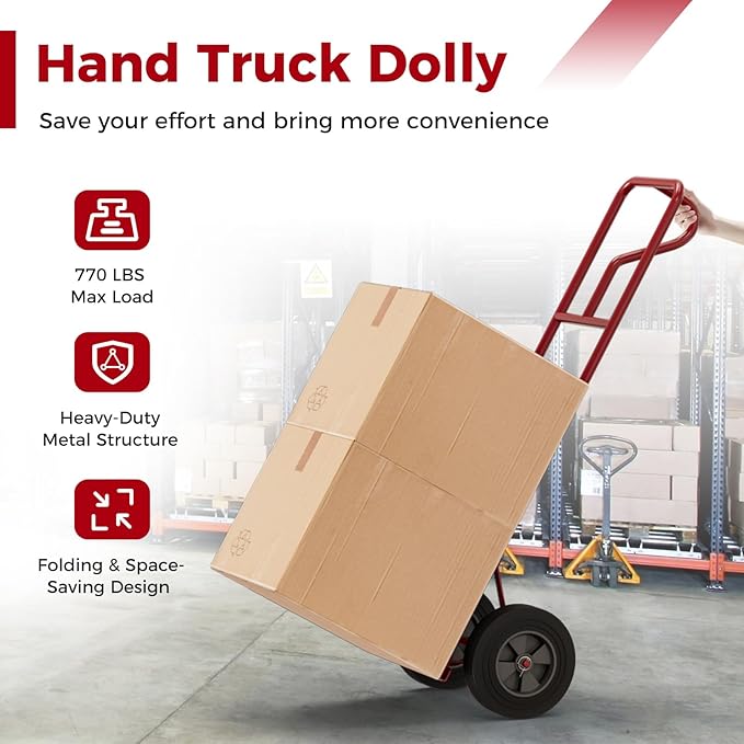 Goplus Hand Truck, P-Handle Hand Truck Dolly w/770LBS Capacity, Vertical Loop - Image 5