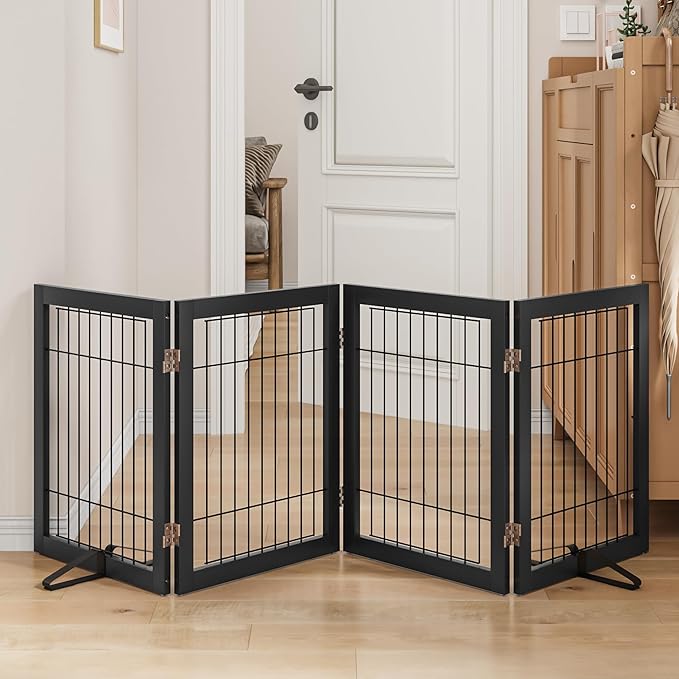 Dog Gate Wire Dog Gates for House Doorways Stairs 24-Inch Freestanding Pet Gate by MinoKesper