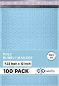 Light Blue Poly Bubble Mailers 7.25x12 inch #1 | Self Seal Padded Envelopes | by MAILERVIEW