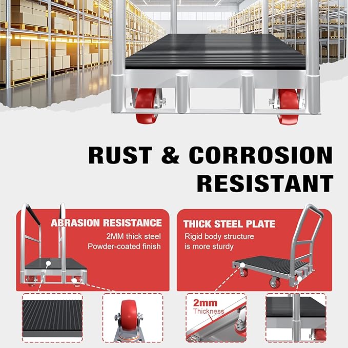 2IN1 Heavy Duty Panel Truck, 2500 lbs Capacity Drywall & Lumber Cart, Flatbed - Image 6