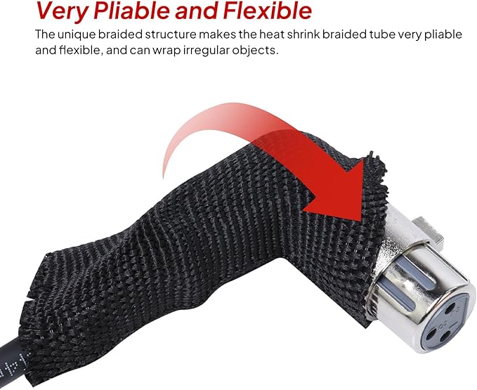 3/8" - 18 feet Cable Management Sleeving, 2:1 Fabric Heat Shrink Braided Sleeve - Image 3