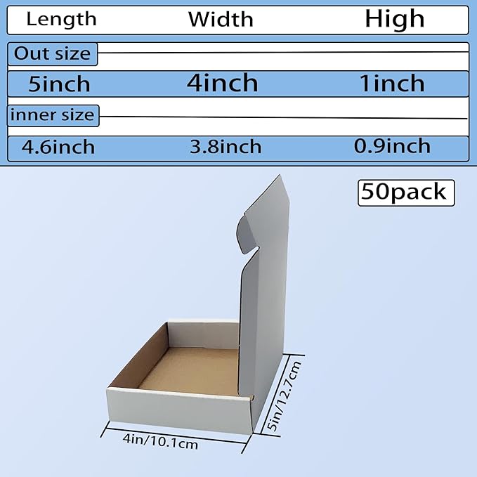 5x4x1 inch Small White Shipping Boxes 50 Pack, Corrugated Cardboard Mailer - Image 4