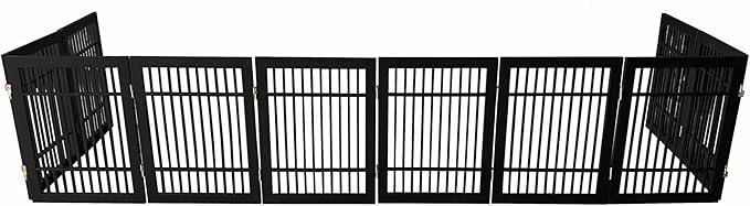Pet Dog Gate Strong and Durable Freestanding Folding Acacia Hardwood Portable - Image 7