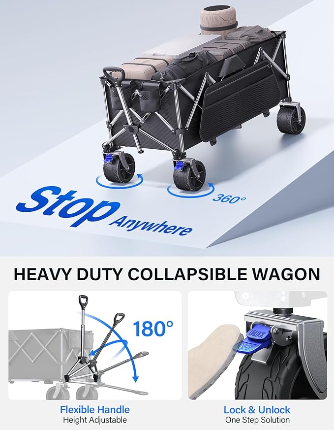 Collapsible Wagon, 440lbs Foldable Wagons Carts - Image 5