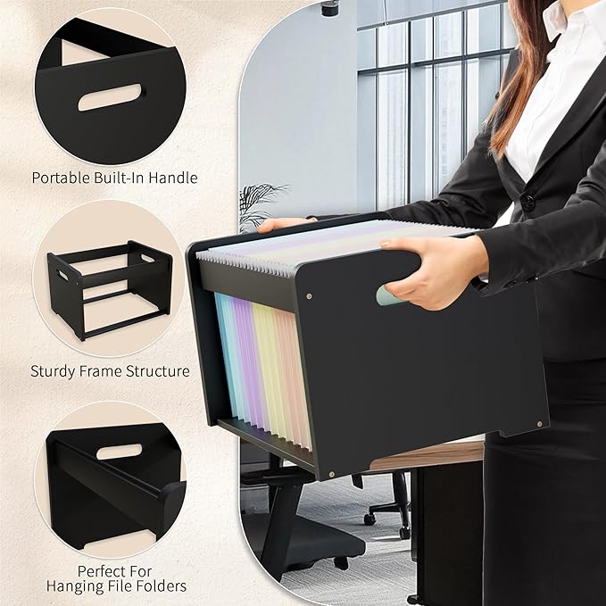 Bamboo Hanging File Organizer, Office Desk File Organizer - Image 5