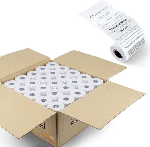 2 1/4" 50' feet White Paper Cash Register POS Receipt, Fits All Credit Card by TKThermalKing