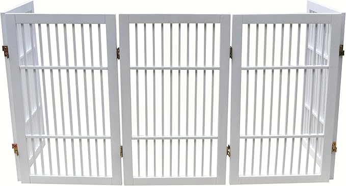 Pet Dog Gate Strong and Durable Freestanding Folding Acacia Hardwood Portable - Image 8
